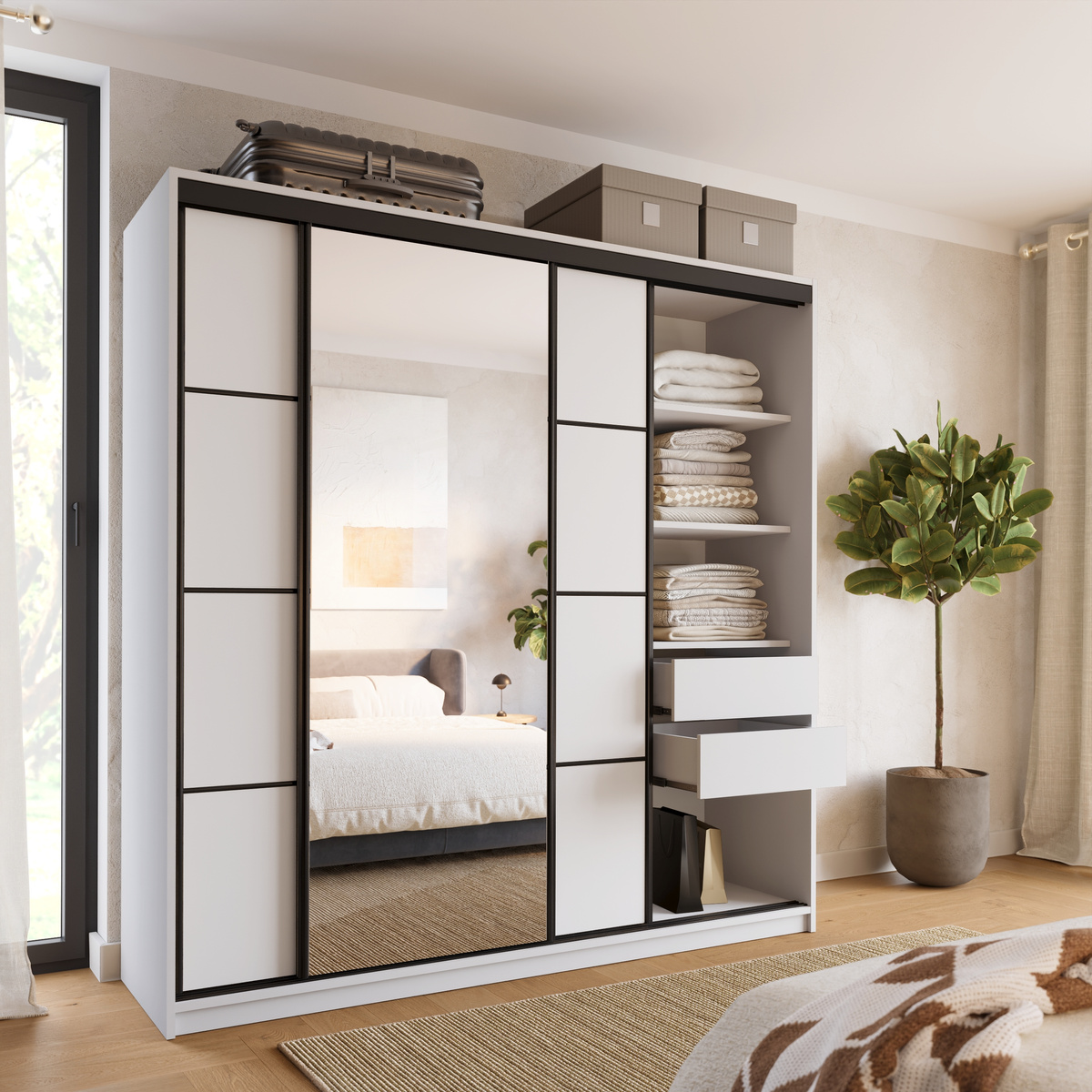 Biała szafa przesuwna 200 cm LOFT