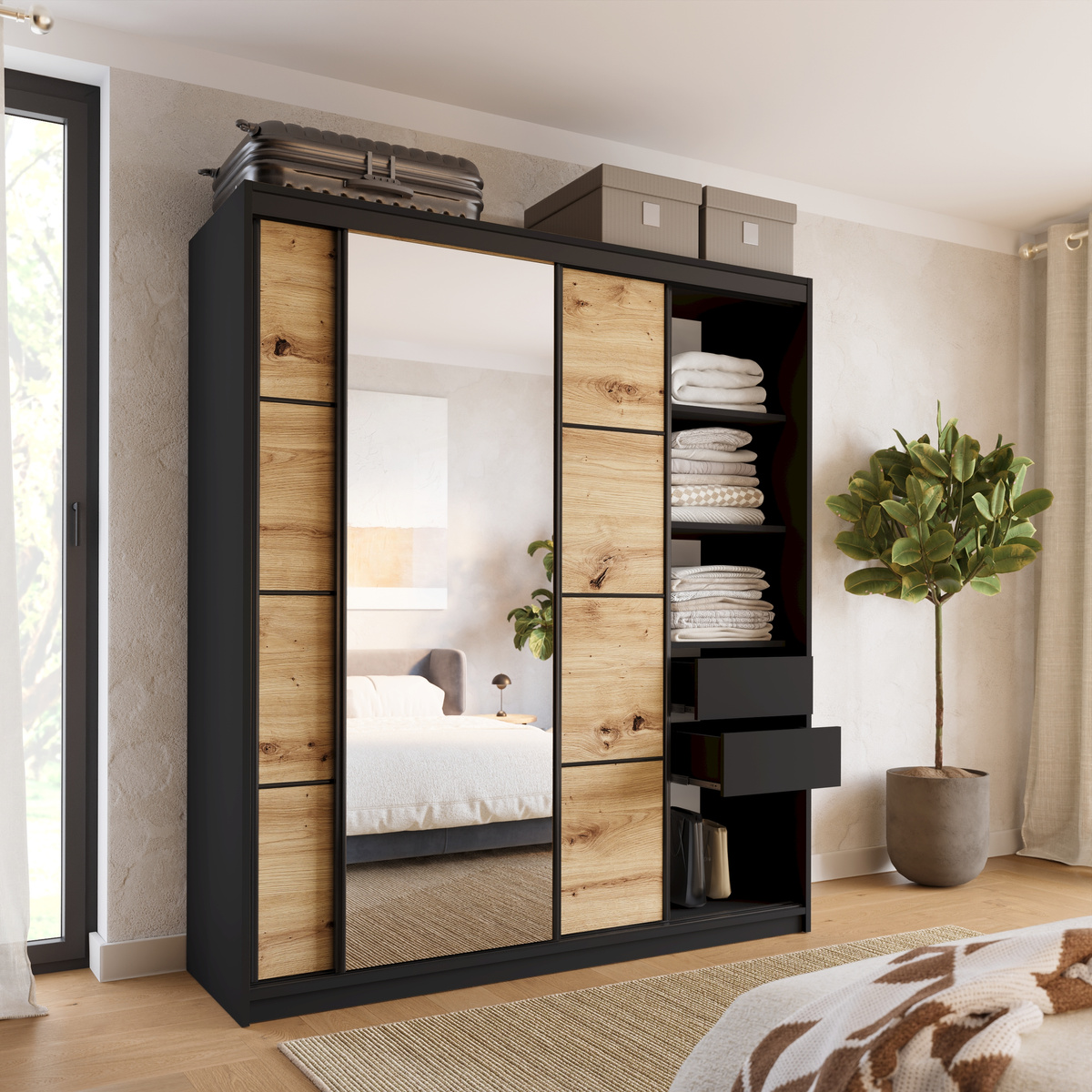 Szafa przesuwna z lustrem 180 cm LOFT
