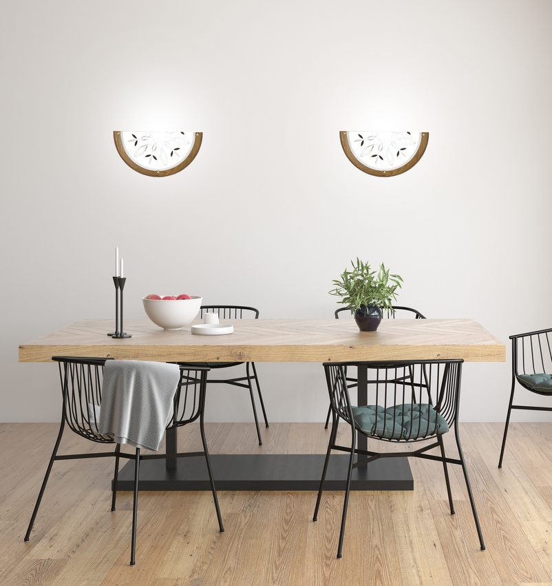 Biały półplafon ścienny do salonu Rustica drewno dąb 30 cm IP20
