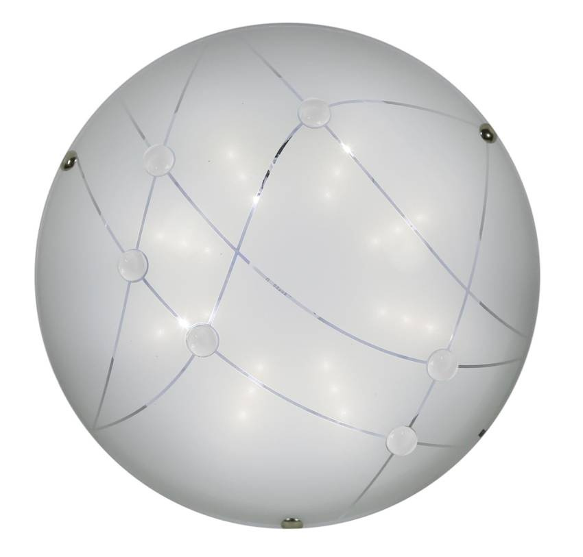 Biały plafon sufitowy LED do salonu DUCA szkło metal 30 cm