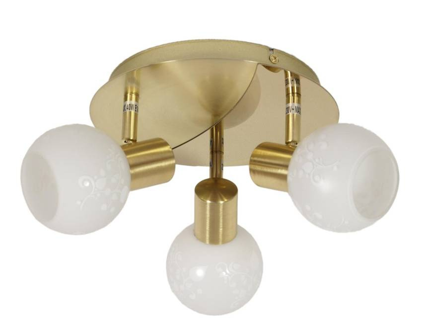Złota lampa sufitowa plafon 3-płomienna do salonu AVILA metal szkło