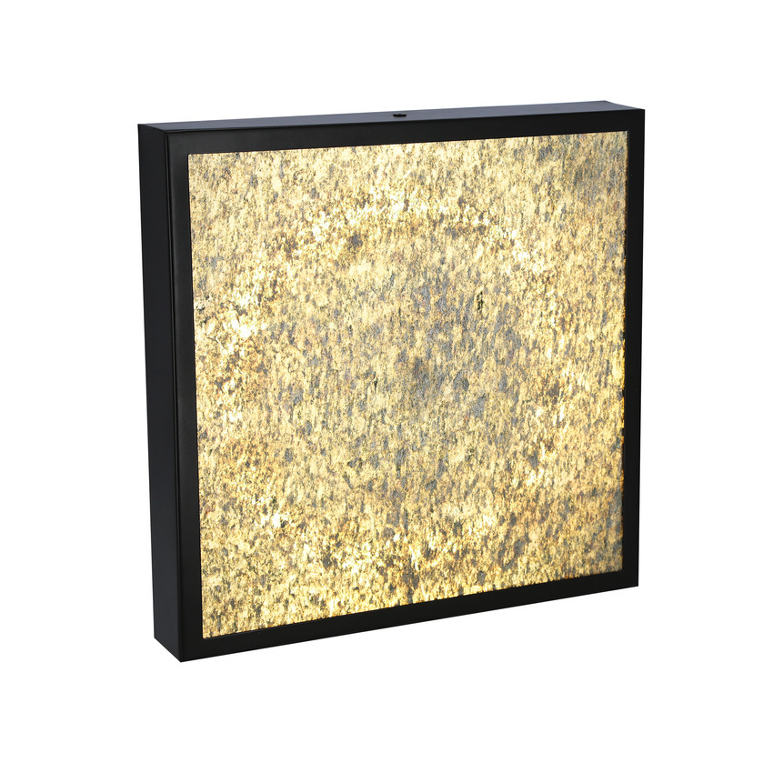 Czarna lampa sufitowa LED 28W 4000K do salonu LUXAN fornir golden