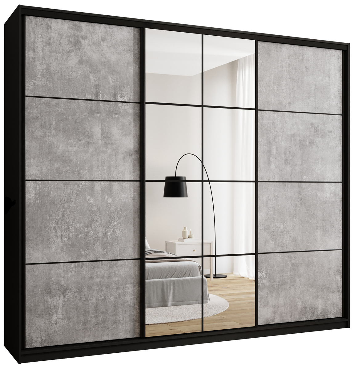 Pojemna szafa przesuwna do sypialni z lustrem 280 cm EDGE MAX