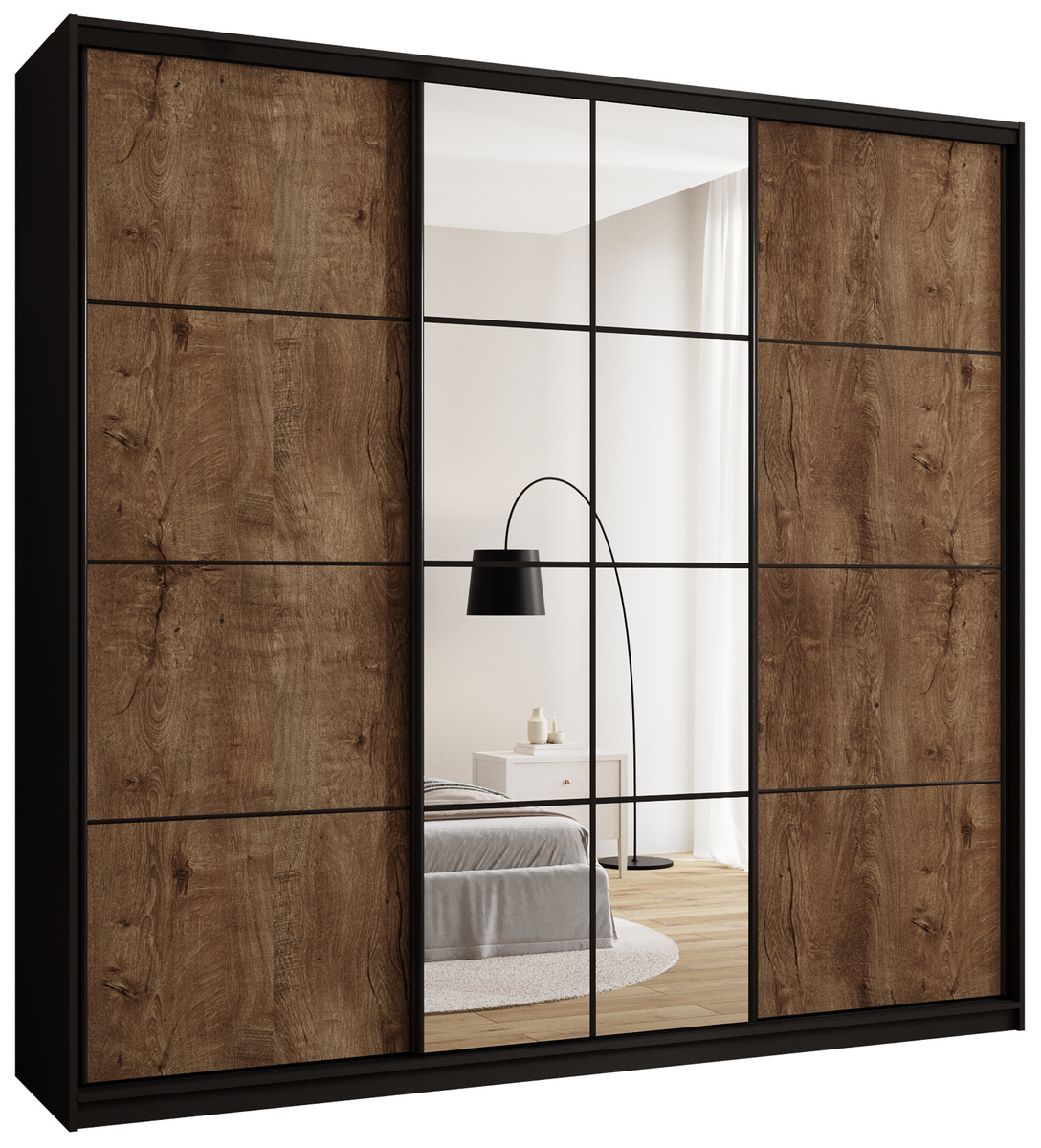 Loftowa szafa przesuwna do sypialni 250 cm z lustrem EDGE MAX