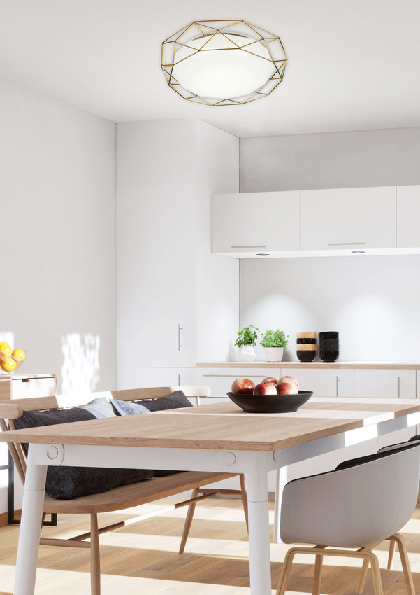 Złoty plafon LED 24W 43 cm do salonu SVEN ciepła barwa światła