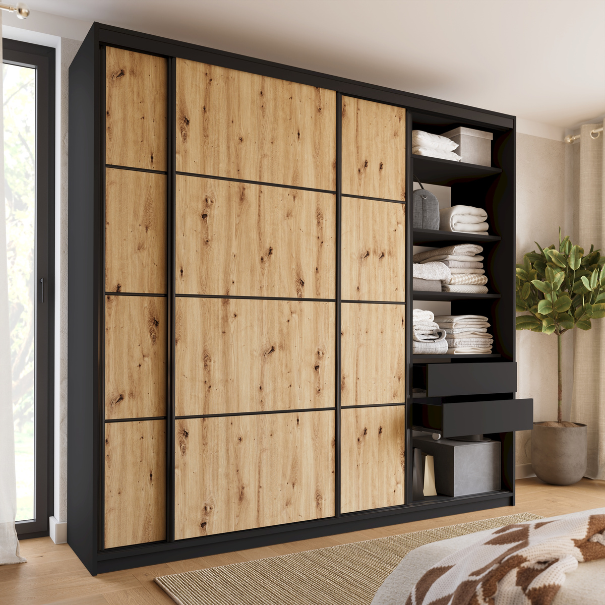 Duża trzydrzwiowa szafa przesuwna 250 cm LOFT MAX