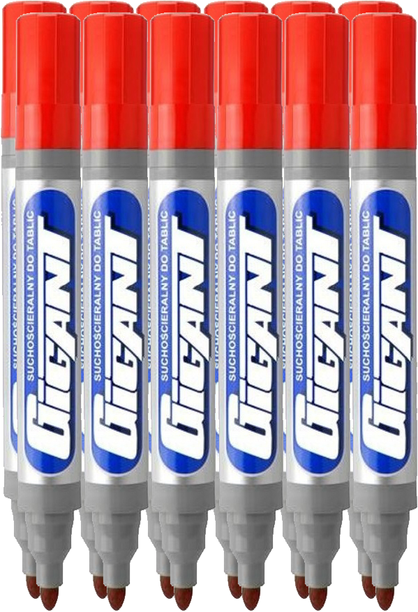 12x Marker suchościeralny Kamet, Gigant, okrągła, 3mm, czerwony