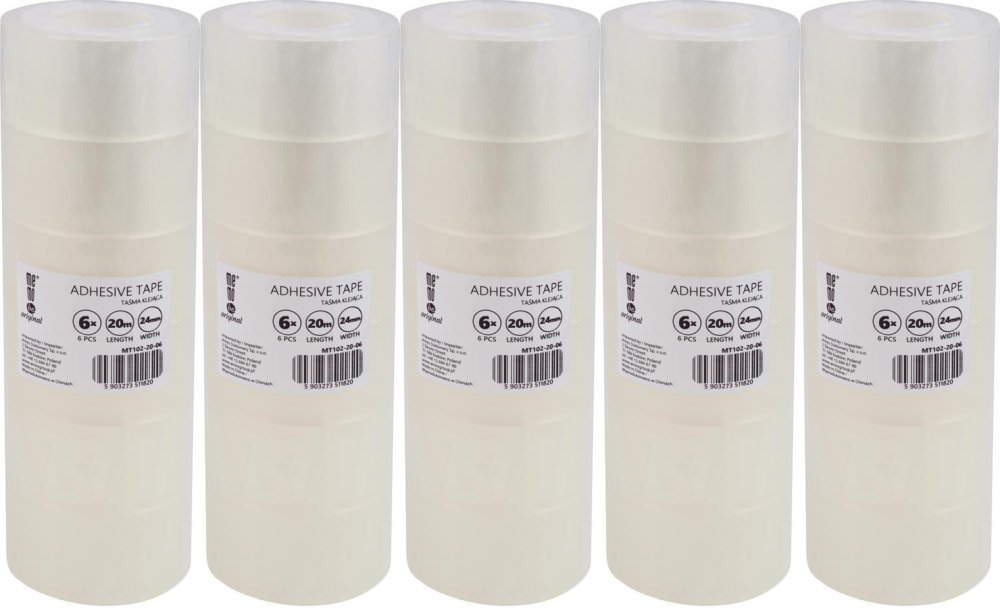 5x Taśma klejąca MemoBe, 24mmx20m, 6 sztuk, przezroczysty