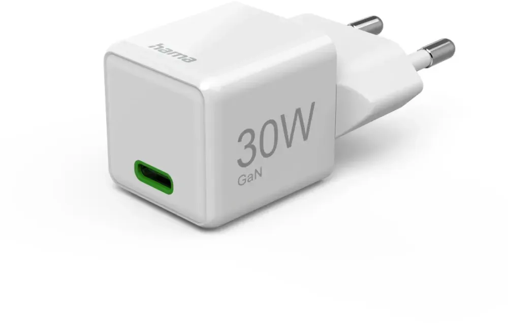 Ładowarka do telefonu Hama Super-Mini, Power Delivery Quick Charge, GaN, USB-C, 30W, biały