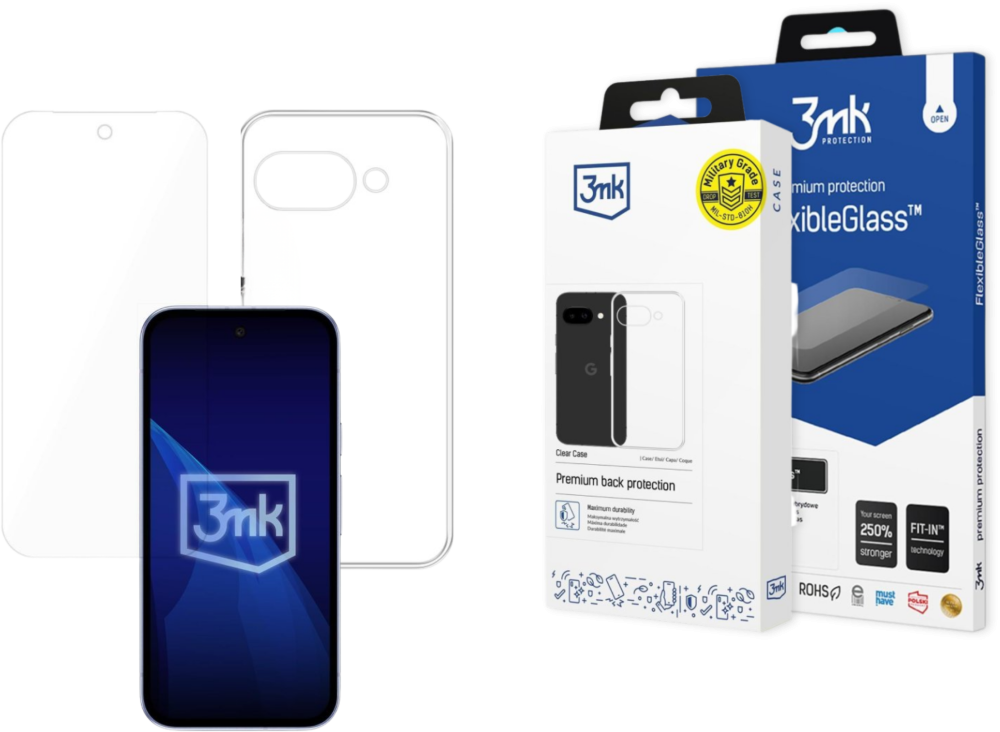 Zestaw: Etui na telefon Clear Case + Szkło hybrydowe 3mk FlexibleGlass, do Google Pixel 10A