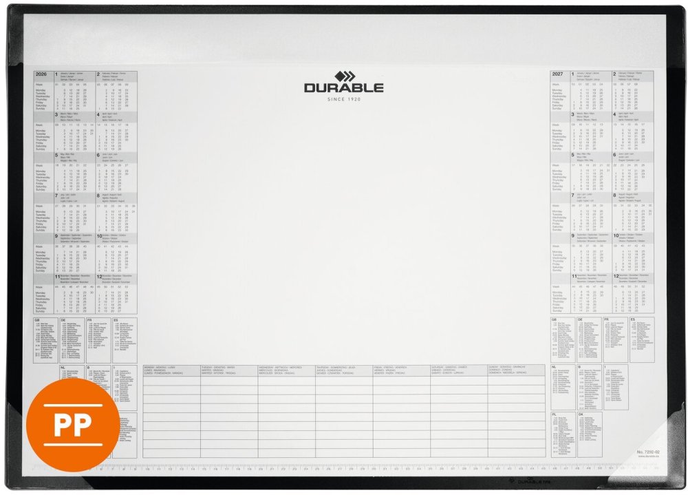 Podkładka na biurko Durable, z kalendarzem 2026/2027 i notatnikiem, 600x430mm, czarny