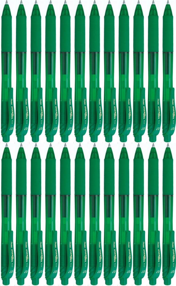 24x Pióro kulkowe automatyczne Pentel, EnerGel BL-107, 0.7mm, zielony