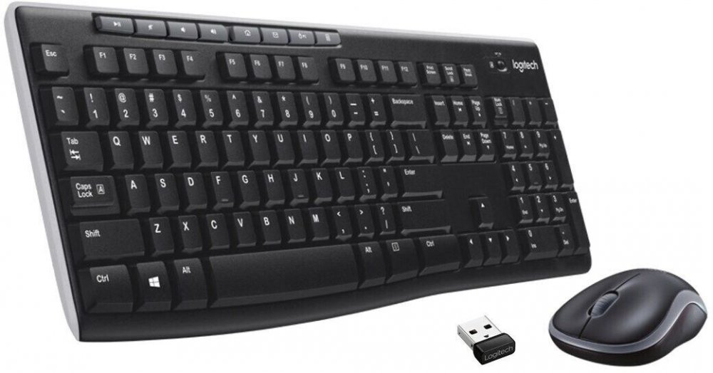 Klawiatura i mysz bezprzewodowa Logitech, MK270 +M185, czarny