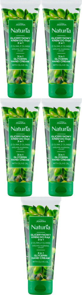5x Krem do rąk Joanna Naturia, glicerynowy, z oliwą z oliwek, 100g
