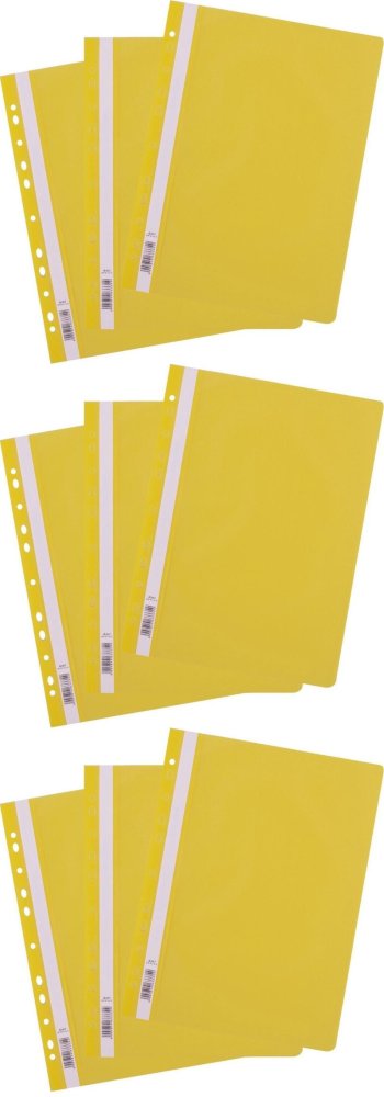 3x Skoroszyt plastikowy oczkowy D.Rect, A4, 25 sztuk, żółty