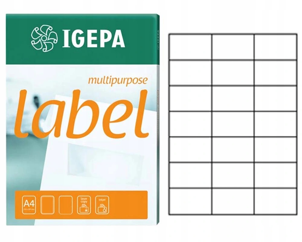 Etykiety samoprzylepne IGEPA 70x42.3 mm, 100 arkuszy, biały