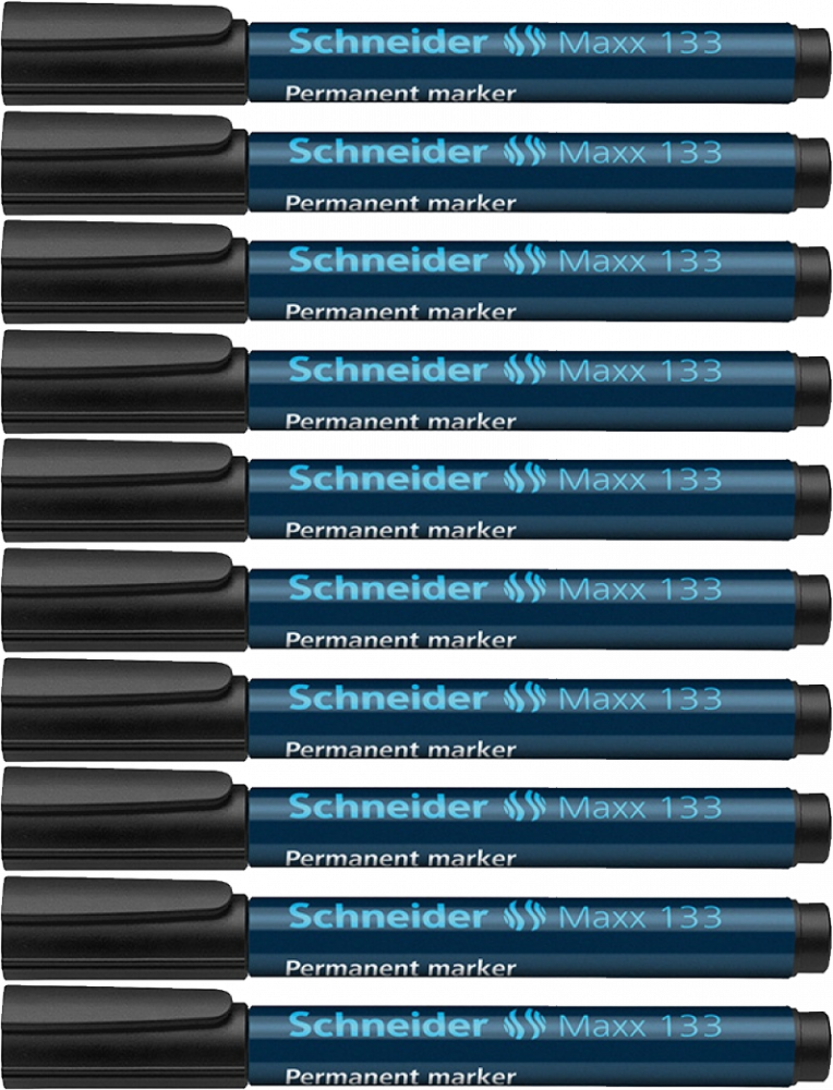 Marker permanentny Schneider, Maxx 133, ścięta, 4mm, czarny 10szt