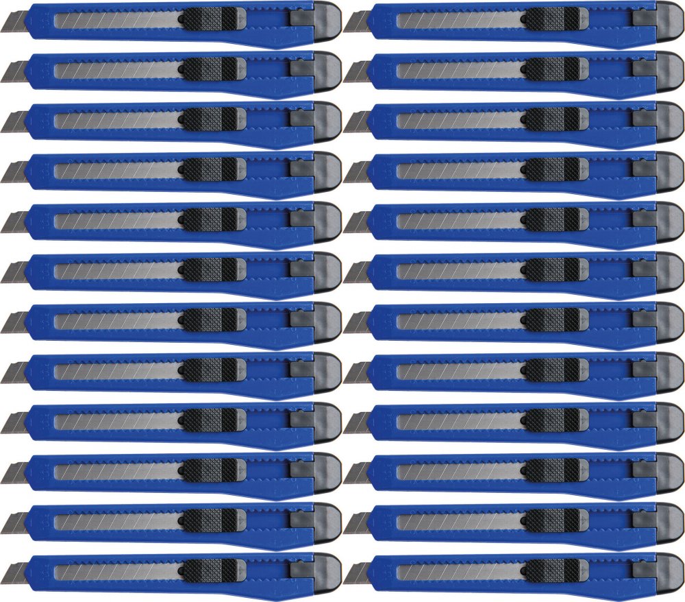 24x Nożyk z wymiennym ostrzem D.Rect 2085, mały, 9 mm, mix kolorów