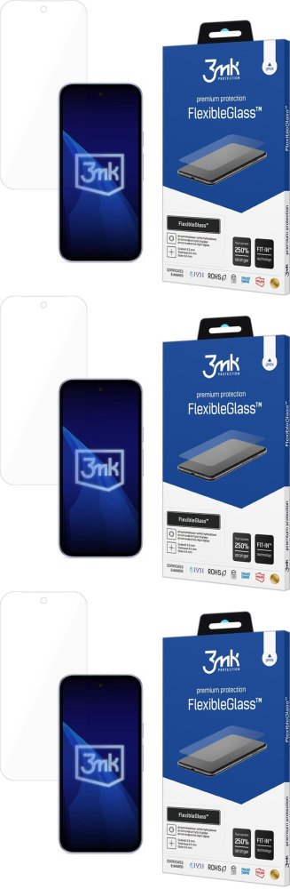 3x Szkło hybrydowe 3mk FlexibleGlass, do Google Pixel 10A