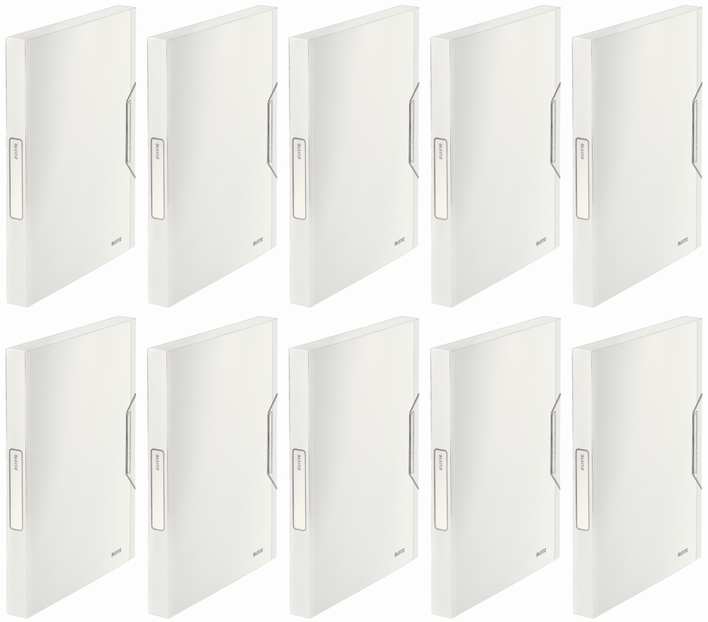 10x Teczka plastikowa z gumką Leitz Style, A4, 30 mm, biały