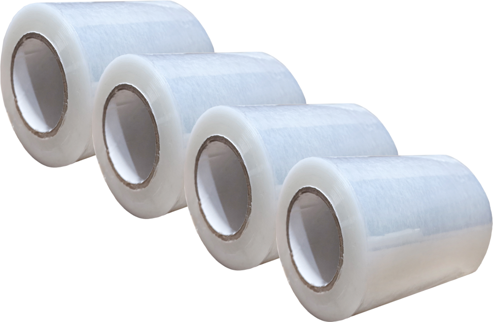 4x Folia stretch, 0.1x200m, 0.4kg brutto, 20μm, przezroczysty