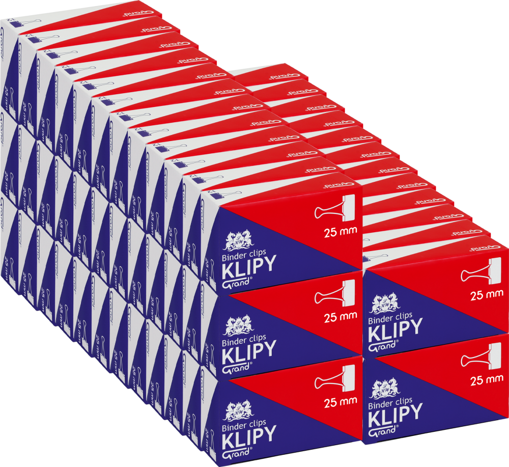 60x Klip biurowy Grand, 25 mm, 12 sztuk, czarny
