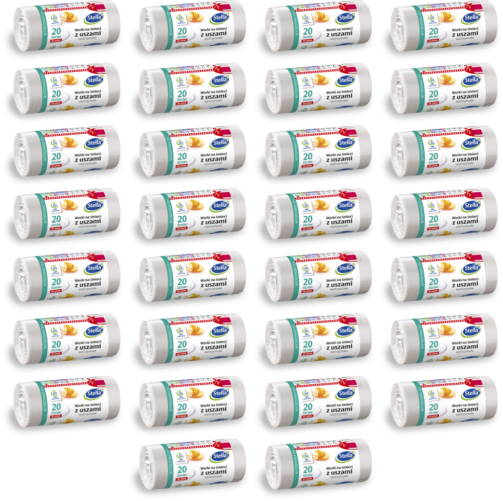 36x Worki na śmieci Stella, na odpady zmieszane, 20l, 30 sztuk, biały