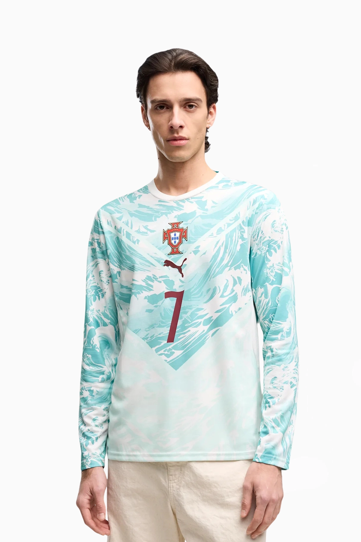 Koszulka z długim rękawem Reprezentacji Portugalii Puma 2026 Wyjazdowa Replica Ronaldo 7 - Miętowy