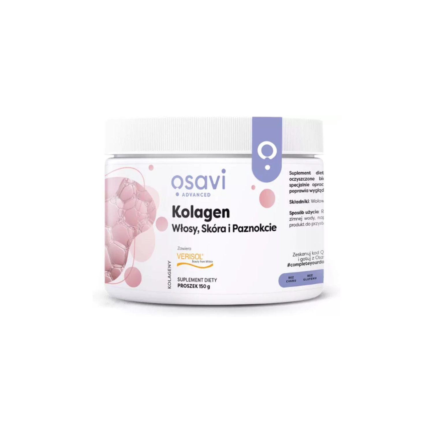 Osavi kolagen, włosy, skóra, paznokcie, 150 g (data ważności: 30.09.2026)