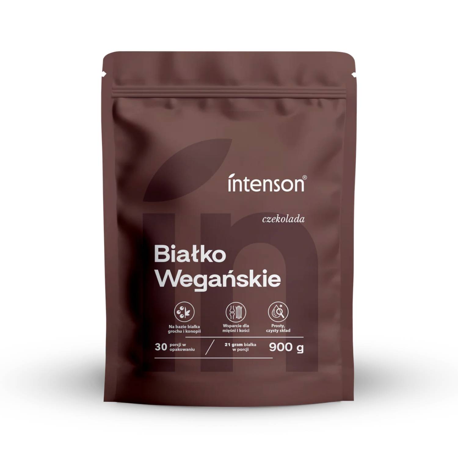 Intenson białko wegańskie o smaku czekoladowym, 900 g (data ważności: 30.09.2026)