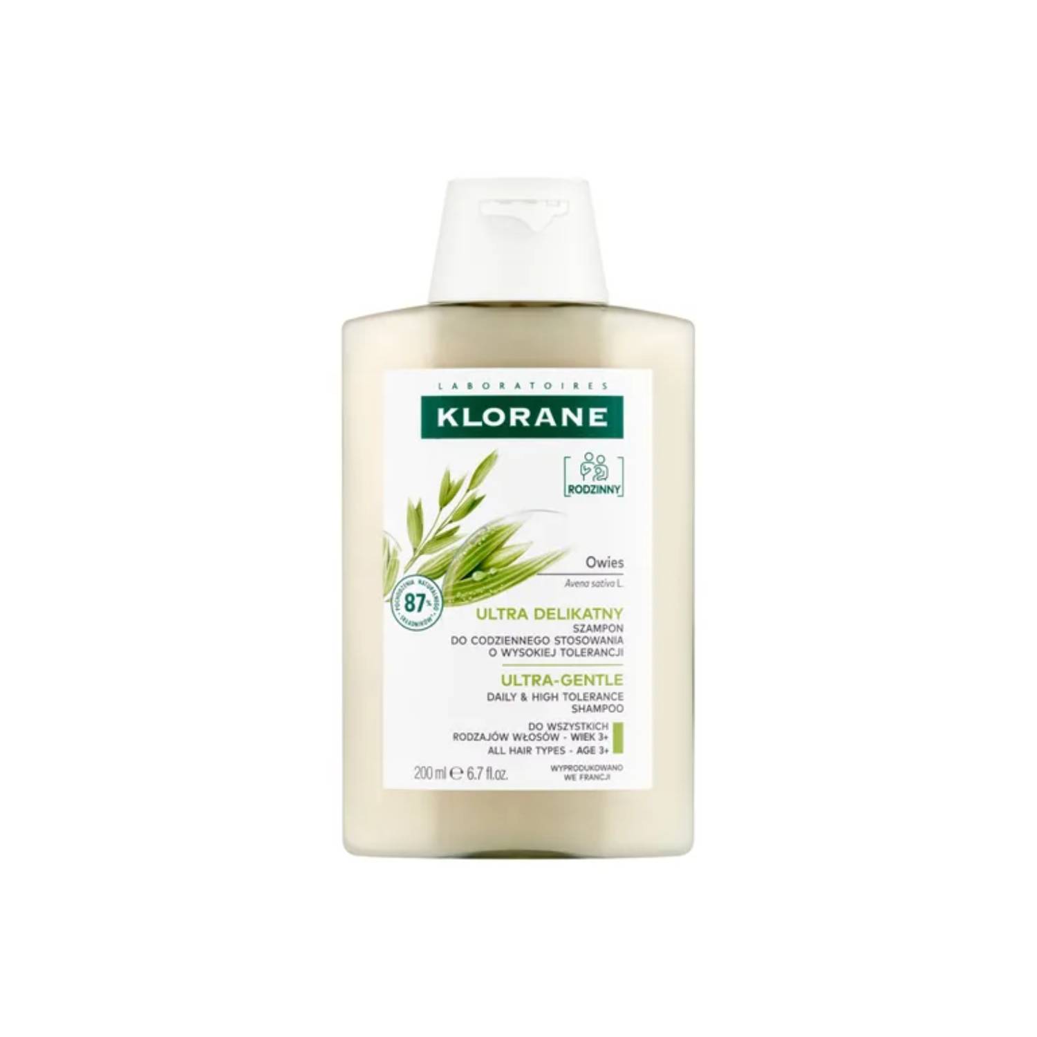 Klorane - szampon z owsem do wszystkich rodzajów włosów, 200 ml