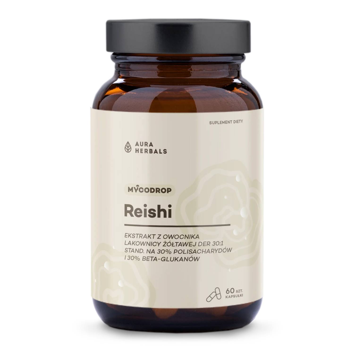 Aura herbals reishi 30:1 30% beta-glutan, 60 kapsułek