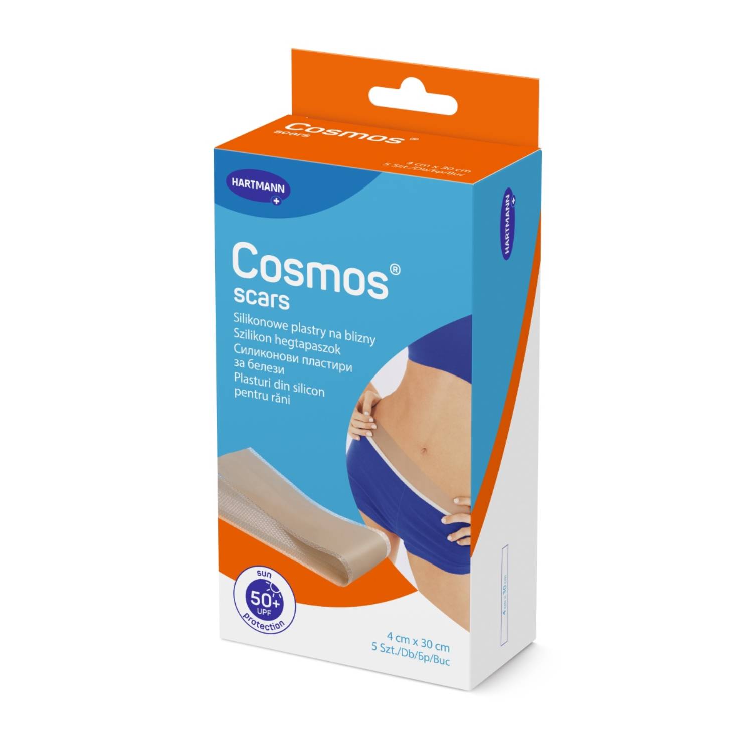 Hartmann - cosmos scars, plastry silikonowe na blizny, 4 cm x 30 cm, 5 sztuk