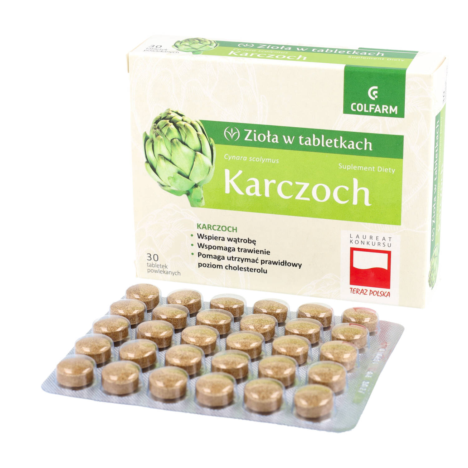 Zioła w tabletkach karczoch, 30 tabletek powlekanych