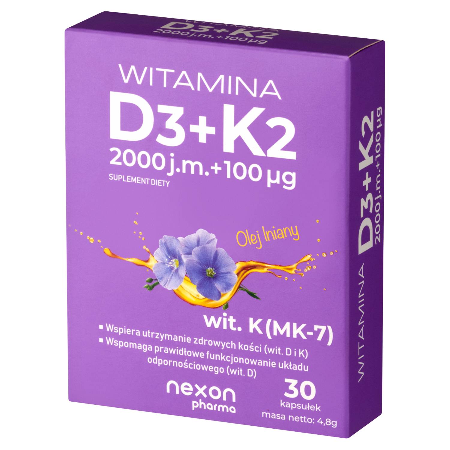Nexon pharma witamina d3 + k2, 30 kapsułek