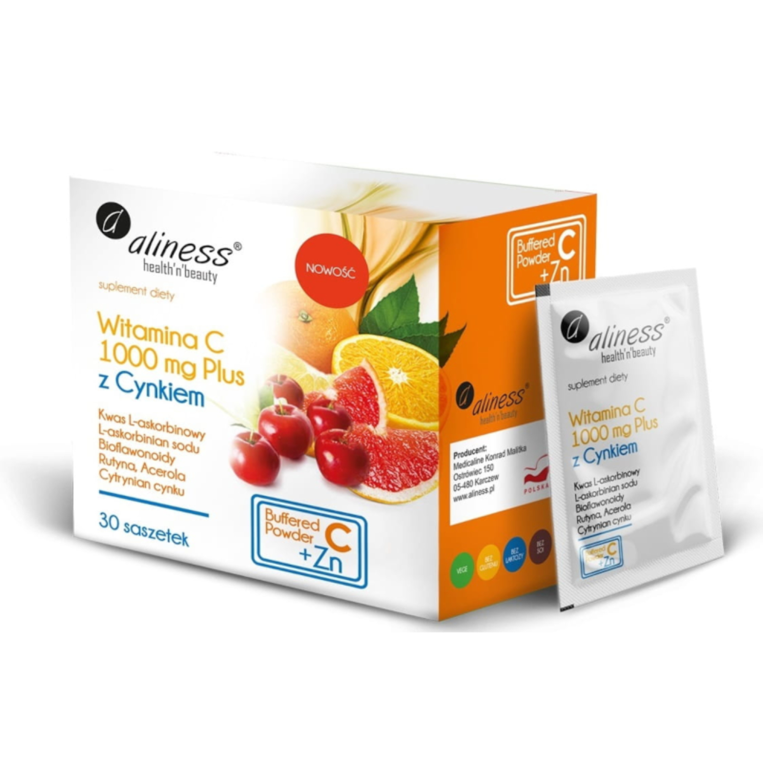 Aliness, witamina c 1000 mg i cynk, 30 saszetek
