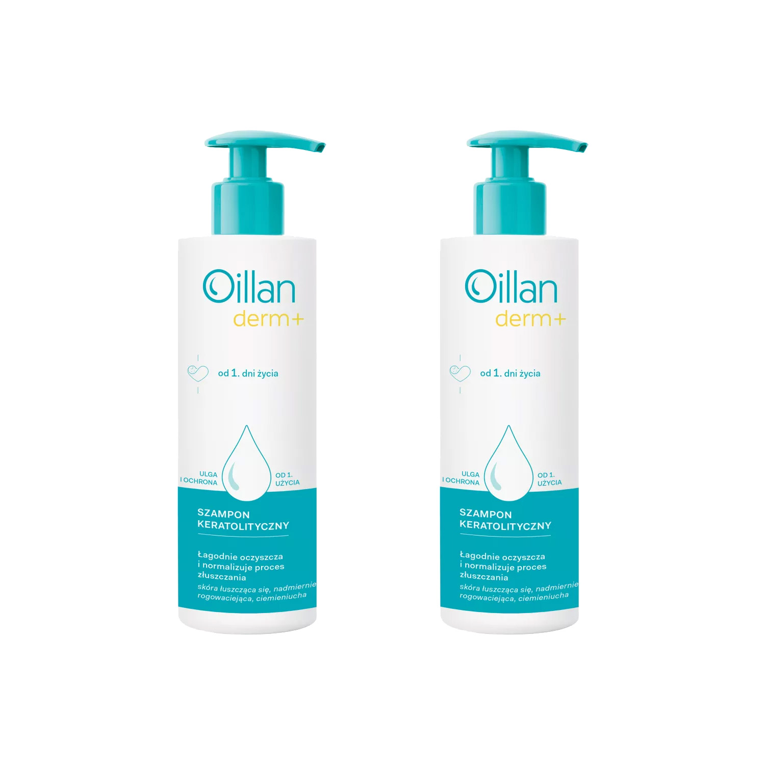 Zestaw: 2x oillan derm+ - szampon keratolityczny, od 1. dnia życia, 200 ml