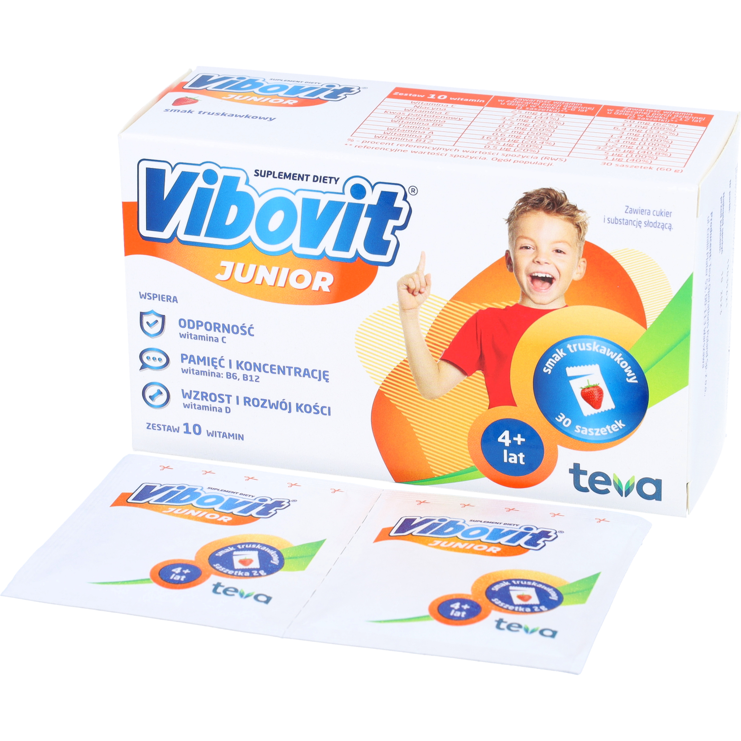 Vibovit junior, smak truskawkowy, 30 saszetek