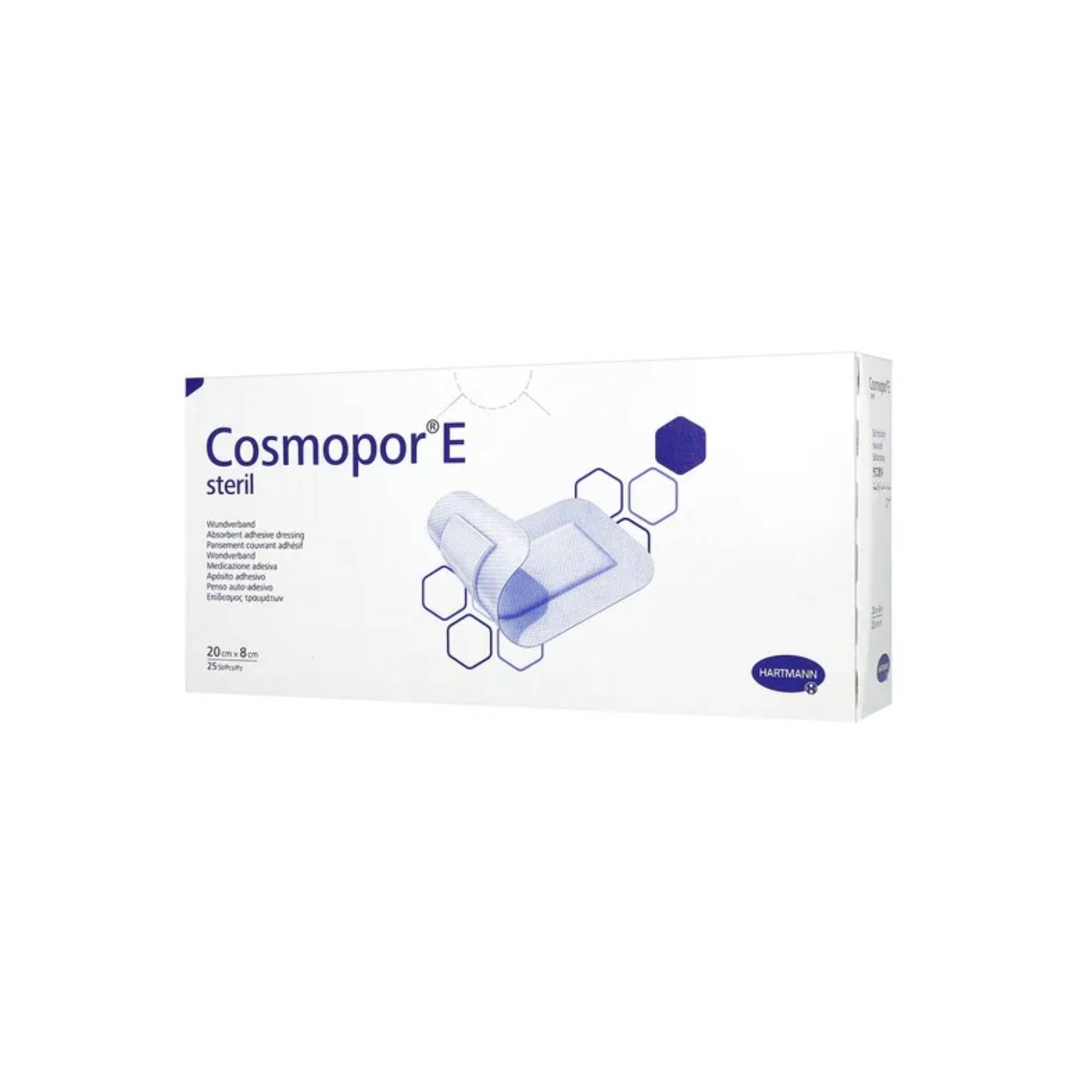 Cosmopor e - plastry opatrunkowe jałowe, 20 x 8 cm, 25 sztuk