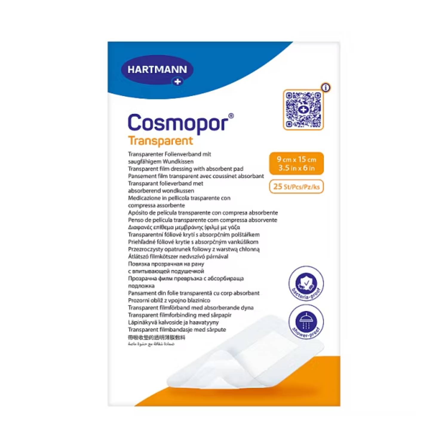 Cosmopor transparent - opatrunek sterylny 9 cm × 15 cm, 25 sztuk
