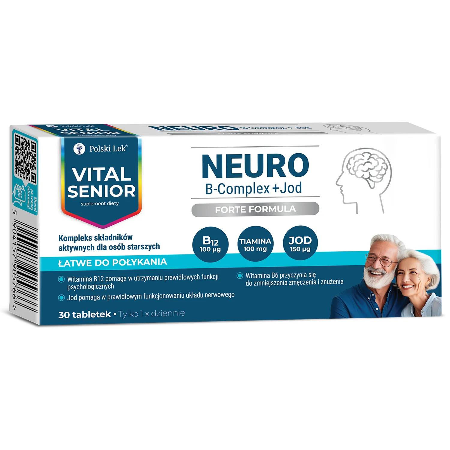 Vital senior neuro b-complex + jod, 30 tabletek