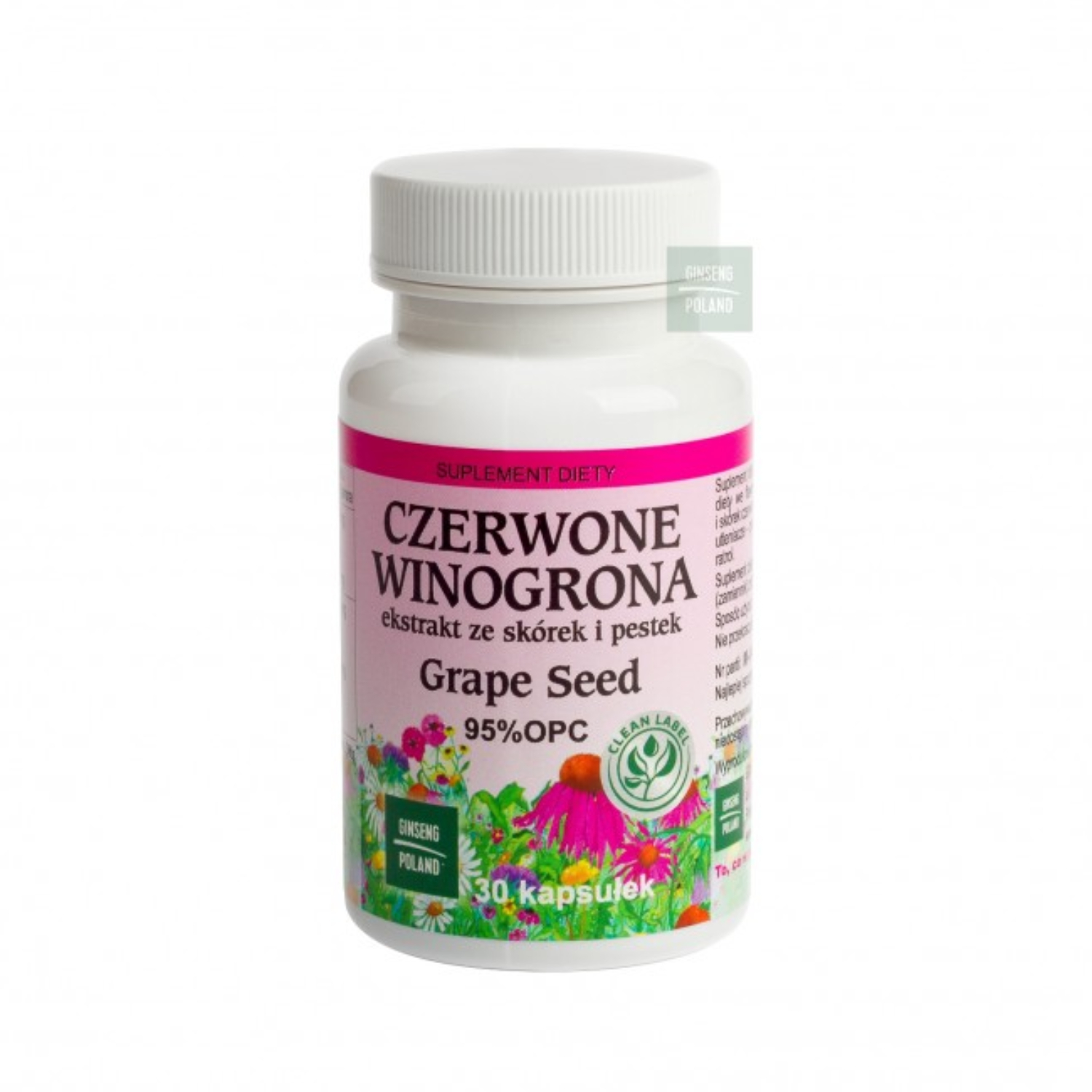 Ginseng czerwone winogrona vitis vinifera, 30 kapsułek