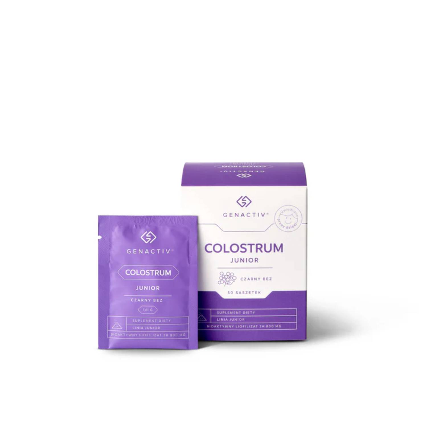 Genactiv colostrum junior, czarny bez, 30 saszetek