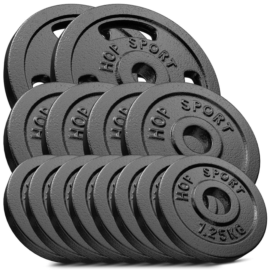 Ensemble de disques de poids en fonte 30 kg 8 x 1,25 kg; 4 x 2,5 kg; 2 x 5 kg