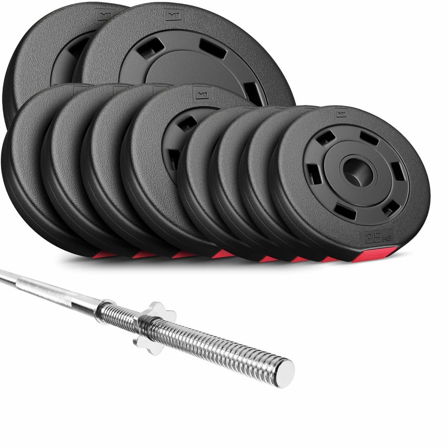 Set d’haltères en plastique 59 kg avec barre de musculation longue