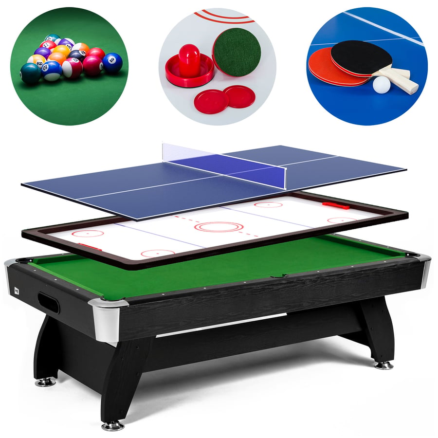 Biliardový stôl Vip Extra 7 FT čierno/zelený s nadstavcom ping-pong/hokej