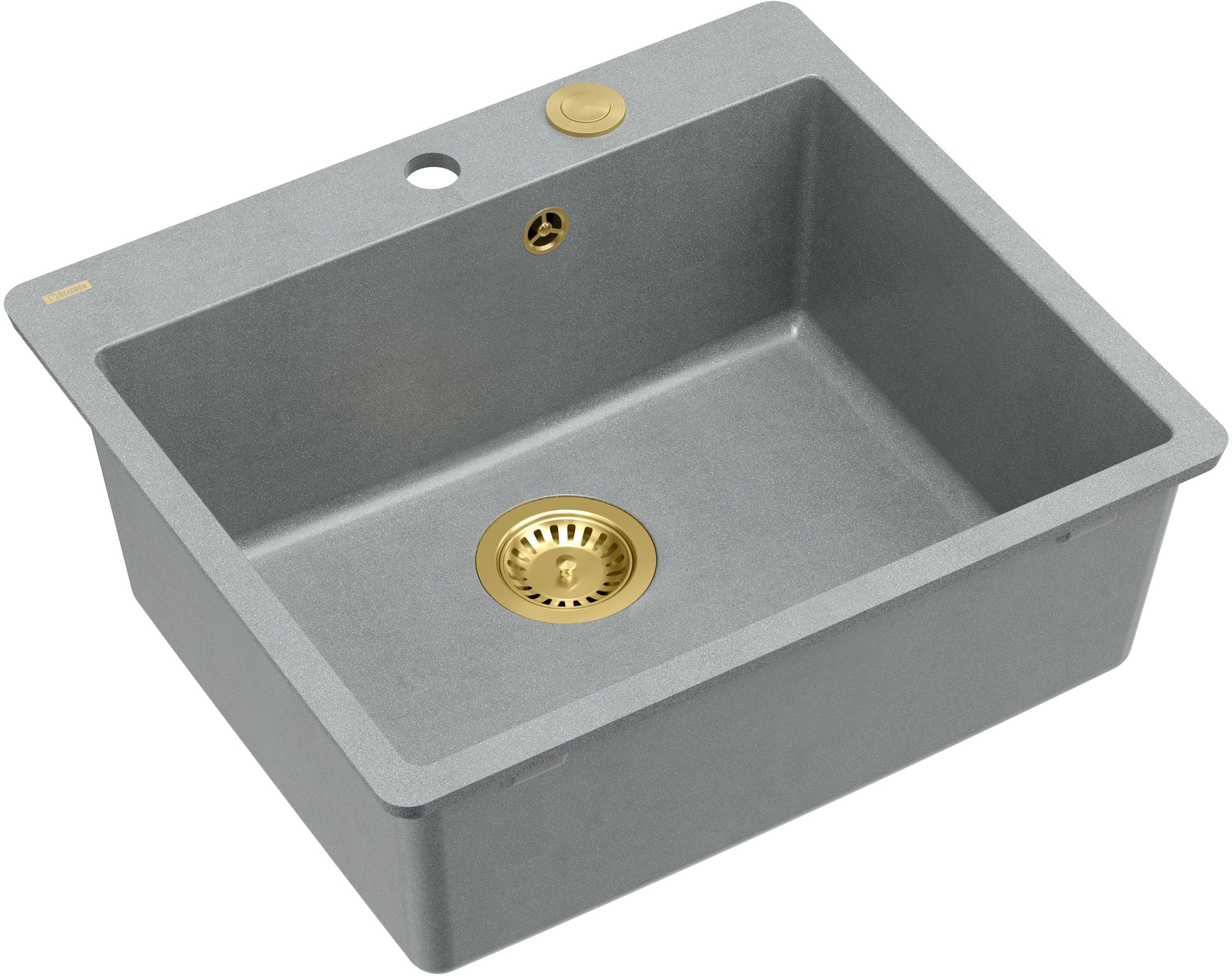 Quadron Morgan 110 FM zlewozmywak 56,5x49,5 cm GraniteQ silver stone/elementy złote HB8304U5-FM_G1_P2O