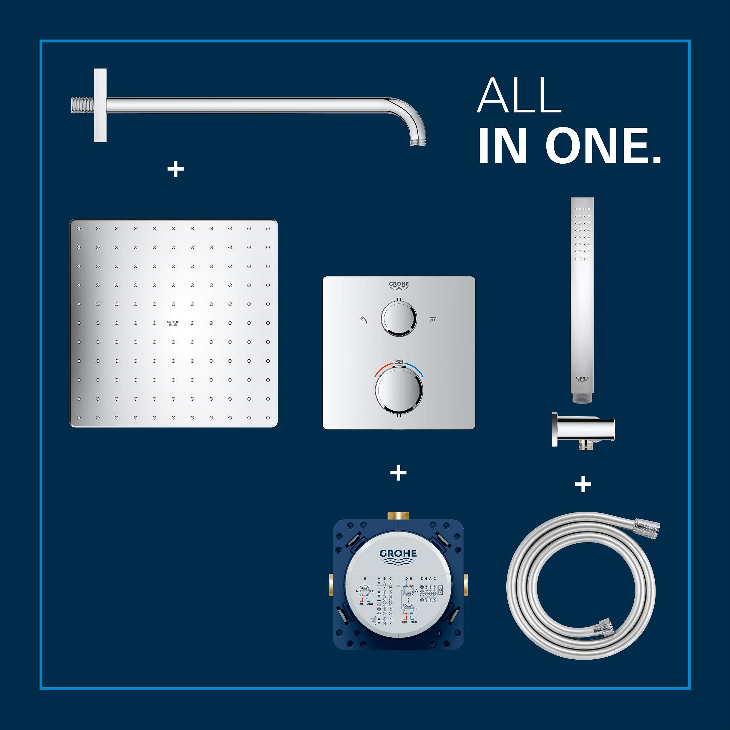 Grohe Vitalio Start zestaw prysznicowy podtynkowy termostatyczny z deszczownicą chrom 34881000 - Wysyłka w 24h