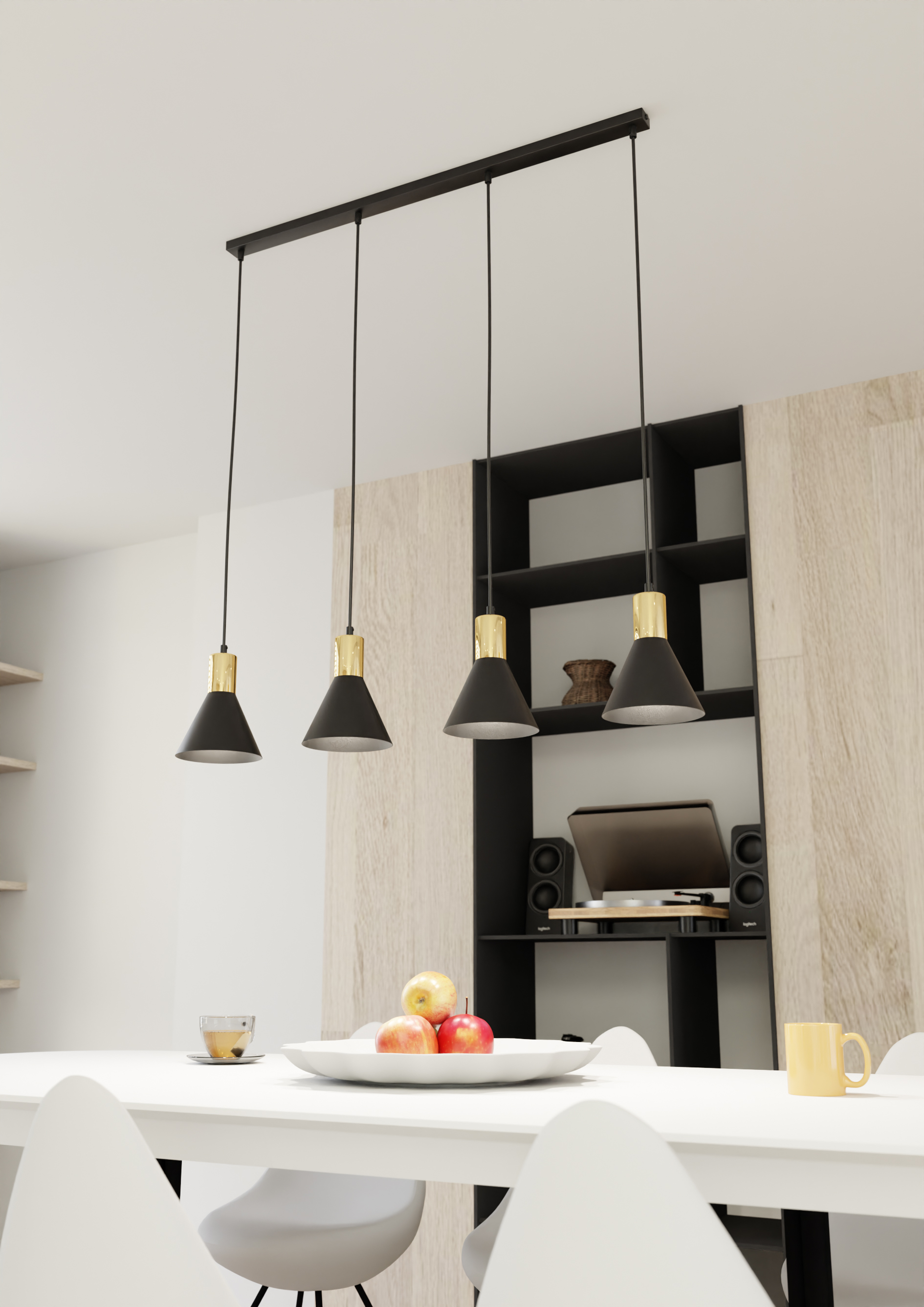 Emibig Rosa lampa wisząca 4x10 W czarna-złota 1388/4