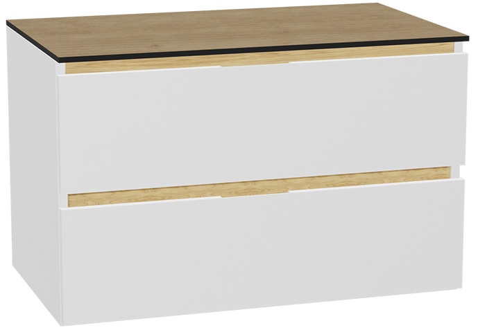 Zestaw Excellent Tuto 2.0 szafka 80 cm podumywalkowa wisząca z blatem biały-dąb MLEX.2172.K.80.01BL.WHWH